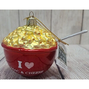 Kurt Adler Noble Gems Holiday I Love Mac & Cheese Blown Glass Ornament New